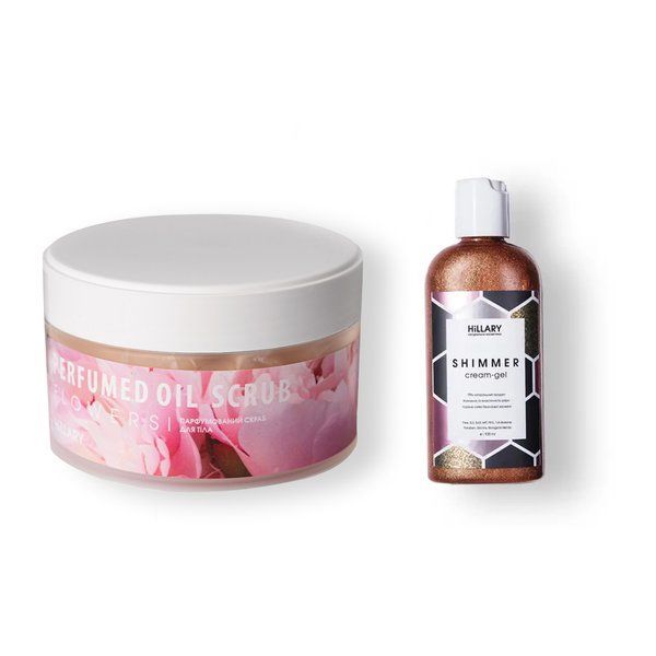 Hillary Shimmer cream-gel + Hillary Perfumed Oil Scrub Flowers