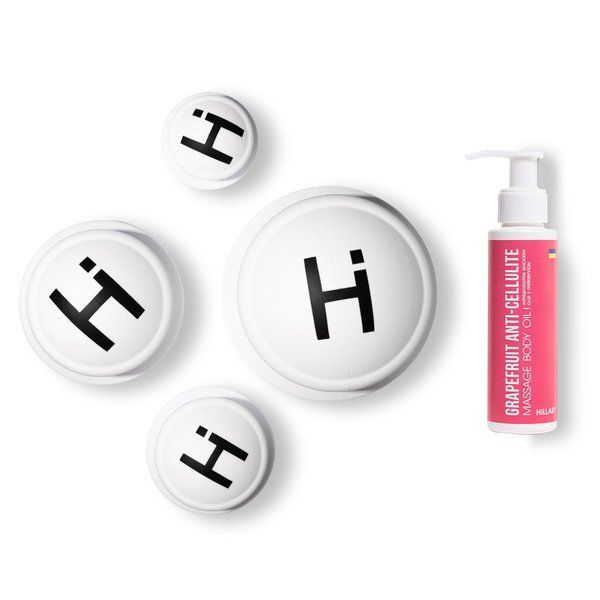 A set of vacuum jars for the body + Anti-cellulite oil Grapefruit