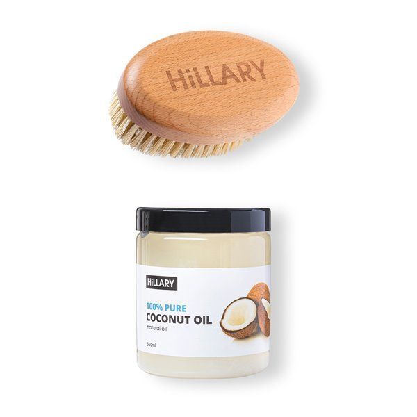 Oval brush for dry massage + Refined coconut oil 500 ml