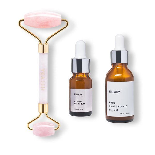 Rose Quartz Massage Roller + Pure and Express Serums