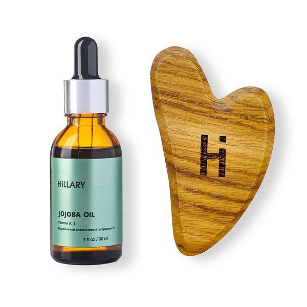 Wooden Guasha Face Scraper + Organic Jojoba Oil