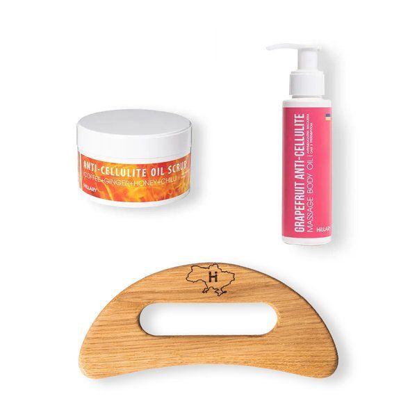Wooden gouache body scraper + Warming anti-cellulite treatment