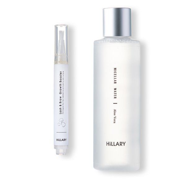 Hillary Lash&Brow Growth Booster Peptide Booster Serum + Hillary MICELLAR WATER Aloe Vera Micellar Water
